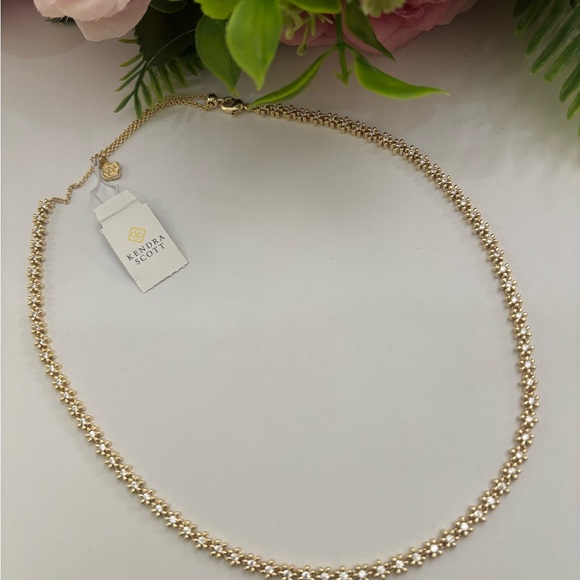 NWT Kendra Scott Nydia strand necklace in gold White CZ - Picture 2 of 5
